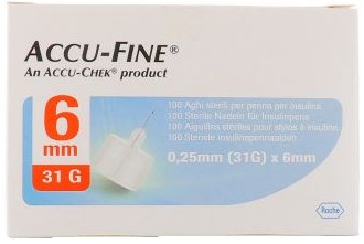 AGO PER PENNA DA INSULINA ACCU-FINE PEN NEEDLE ACCU-CHEK GAUGE 31 X 6MM 100 PEZZI - Farmadillo