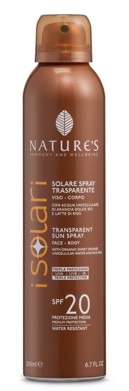NATURE'S I SOLARI SPRAY TRASPARENTE SPF20 200 ML - Farmadillo