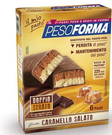 PESOFORMA BARRETTA AL CARAMELLO SALATO 12 PEZZI DA 31 G - Farmadillo