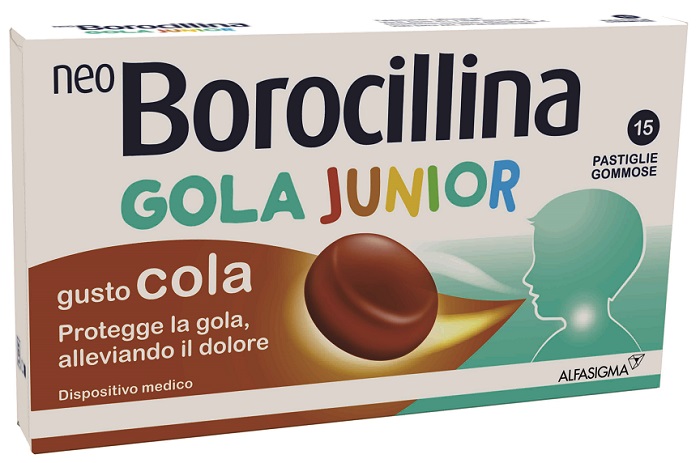 NEOBOROCILLINA GOLA JUNIOR 15 PASTIGLIE GUSTO COLA - Farmadillo