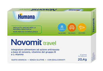 NOVOMIT TRAVEL 12 GOMME DA MASTICARE GUSTO ARANCIA - Farmadillo