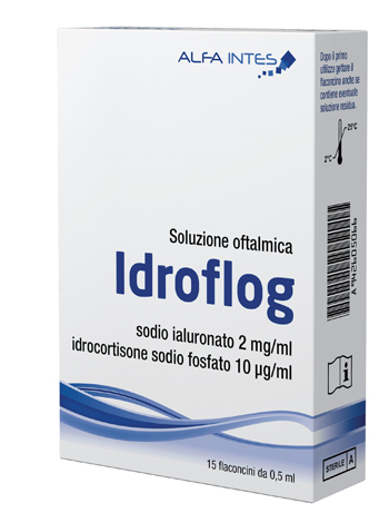 SOLUZIONE OFTALMICA IDROFLOG A BASE DI IALURONATO DI SODIO E IDROCORTISONE SODIO FOSFATO 15 FLACONCINI DA 0,5 ML - Farmadillo