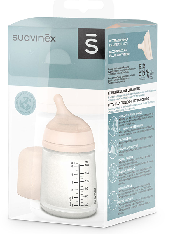 SUAVINEX ZERO ZERO BIBERON SPECIALE ALLATTAMENTO DA 180ML TAGLIA UNICA - Farmadillo