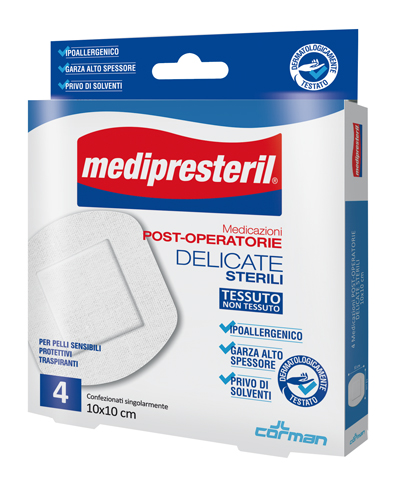 MEDICAZIONE POST OPERATORIA MEDIPRESTERIL DELICATA TNT 10X10CM 5 PEZZI - Farmadillo
