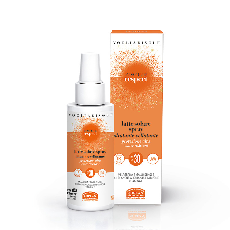 VOGLIADISOLE FOUR RESPECT LATTE SOLARE SPRAY SPF30 VISO E CORPO 100 ML - Farmadillo