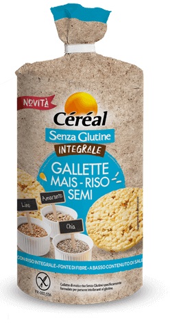 CEREAL SENZA GLUTINE INTEGRALE GALLETTE MAIS RISO SEMI 115 G - Farmadillo