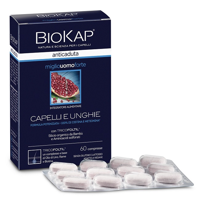 BIOKAP ANTICADUTA MIGLIO UOMO FORTE CON TRICOFOLTIL 60 COMPRESSE - Farmadillo