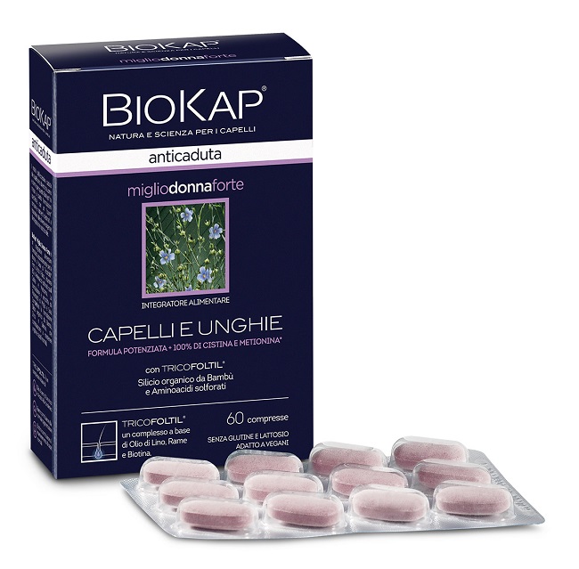 BIOKAP ANTICADUTA MIGLIO DONNA FORTE CON TRICOFOLTIL 60 COMPRESSE - Farmadillo