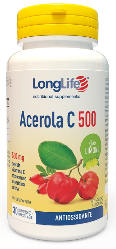 LONGLIFE ACEROLA C500 LIMONE 30 COMPRESSE MASTICABILI - Farmadillo