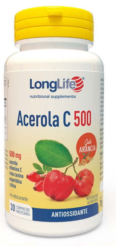 LONGLIFE ACEROLA C500 ARANCIA 30 COMPRESSE MASTICABILI - Farmadillo