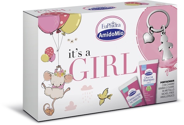 EUPHIDRA AMIDOMIO IT'S A GIRL COFANETTO CON 1 DOCCIA SHAMPOO 2IN1+1 CREMA CORPO+PORTACHIAVI - Farmadillo