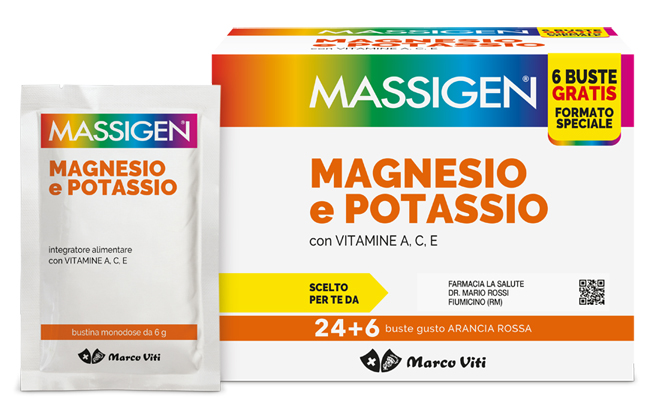 MASSIGEN MAGNESIO POTASSIO 24 BUSTINE + 6 BUSTINE - Farmadillo