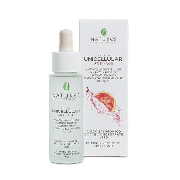 ACQUE UNICELLULARI ACIDO JALURONICO GOCCE VISO ANTI AGE ARANCIA ROSSA 30 ML NATURE'S - Farmadillo
