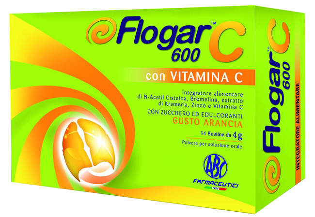 FLOGAR  C 600 CON VITAMINA C 14 BUSTINE GUSTO ARANCIA - Farmadillo