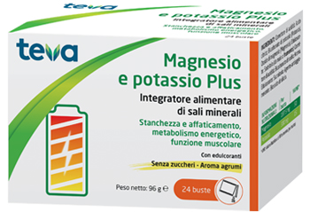 MAGNESIO POTASSIO PLUS TEVA 24 BUSTINE SENZA ZUCCHERI AROMA AGRUMI - Farmadillo