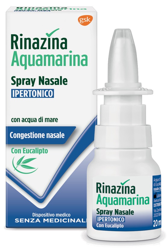 RINAZINA AQUAMARINA SPRAY NASALE IPERTONICO CON EUCALIPTO 20 ML - Farmadillo