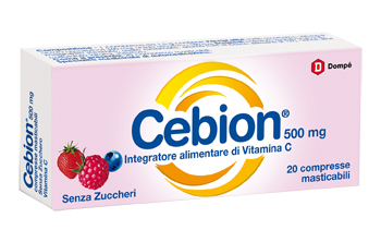 CEBION MASTICABILE SENZA ZUCCHERO VITAMINA C 500 MG 20 COMPRESSE - Farmadillo