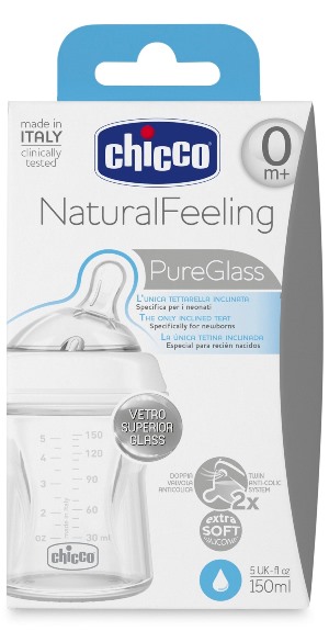CHICCO BIBERON NATURALFEELING VETRO 0M+ 150 ML - Farmadillo
