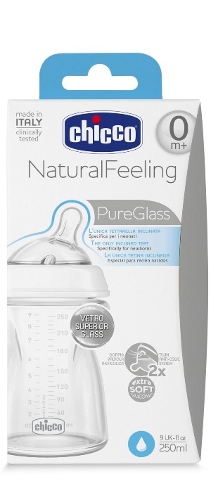 CHICCO BIBERON NATURALFEELING VETRO 0M+ 250 ML - Farmadillo
