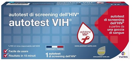 AUTOTEST VIH SCREENING DELL'HIV CONTIENE 1 AUTOTEST + SOLUZIONE + BISTURI + CEROTTO + GARZA + SALVIETTA DISINFETTANTE - Farmadillo