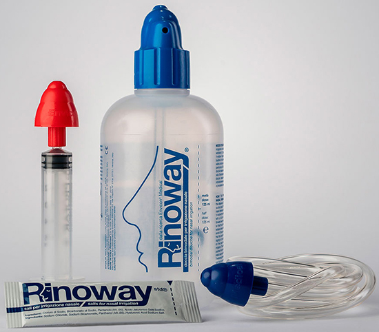 RINOWAY DOCCIA PER IRRIGAZIONE NASALE + 15 SALI ISOTONICI - Farmadillo