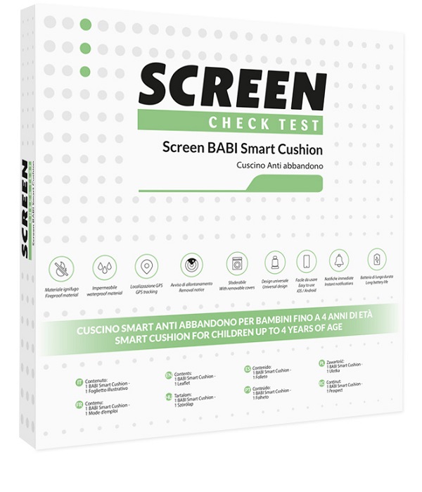 SCREEN BABI SMART CUSHION CUSCINO ANTIABBANDONO SEGGIOLINO AUTO CON ALLARME SONORO SU APP - Farmadillo