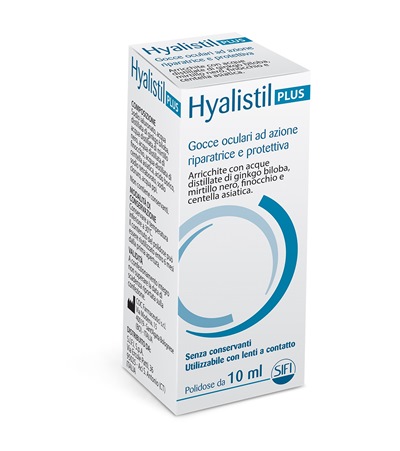 GOCCE OCULARI HYALISTIL PLUS ACIDO IALURONICO 0,4% ACQUA DISTILLATA DI GINKGO BILOBA + MIRTILLO NERO + FINOCCHIO + CENTELLA ASIATICA 10 ML - Farmadillo