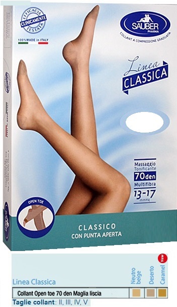 SAUBER COLLANT OPEN TOE MAGLIA LISCIA 70 DEN COLORE NEUTRO BEIGE TAGLIA 3 LINEA CLASSICA - Farmadillo