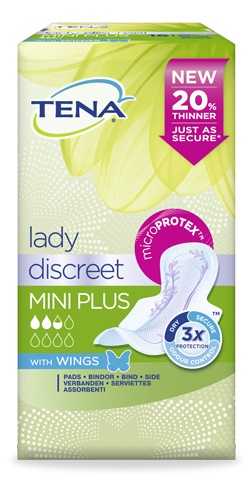 PANNOLONE SAGOMATO TENA DISCREET MINI PLUS WINGS 16 PEZZI - Farmadillo