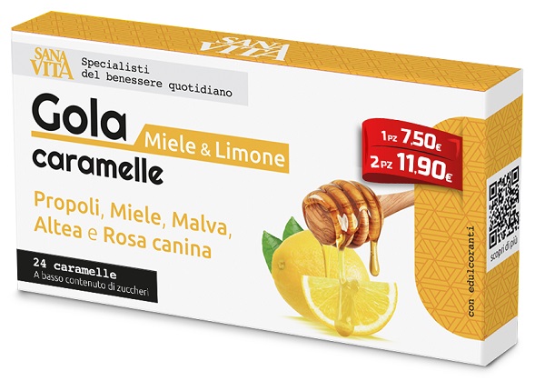 SANAVITA GOLA MIELE & LIMONE 24 CARAMELLE - Farmadillo