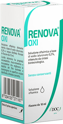 RENOVA OXI COLLIRIO SOLUZIONE OFTALMICA A BASE DI ACIDO IALURONICO 0,2% FLACONE DA 10 ML - Farmadillo