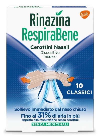 RINAZINA RESPIRABENE CEROTTI NASALI CLASSICI CARTON 10 PEZZI - Farmadillo