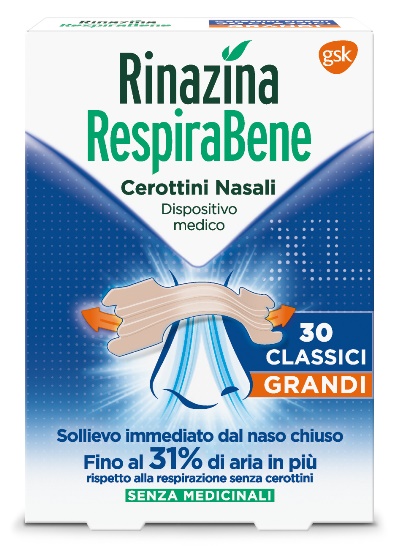 RINAZINA RESPIRABENE CEROTTI NASALI CLASSICI GRANDI CARTON 30 PEZZI - Farmadillo