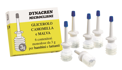 DYNACREN MICROCLISMI CAMOMILLA E MALVA 6 PEZZI DA 3 G PER BAMBINI E LATTANTI - Farmadillo