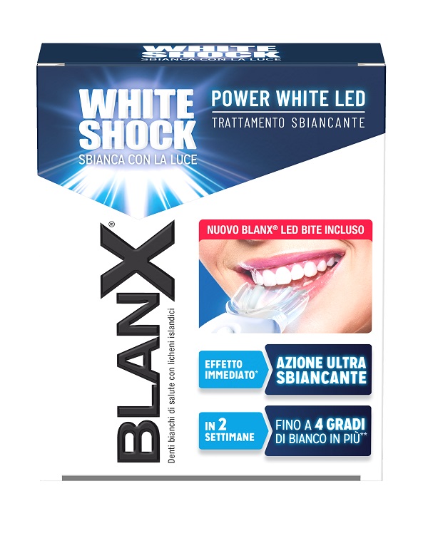 BLANX WHITE SHOCK TRATTAMENTO SBIANCANTE POWER WHITE 30 ML + LED BITE - Farmadillo