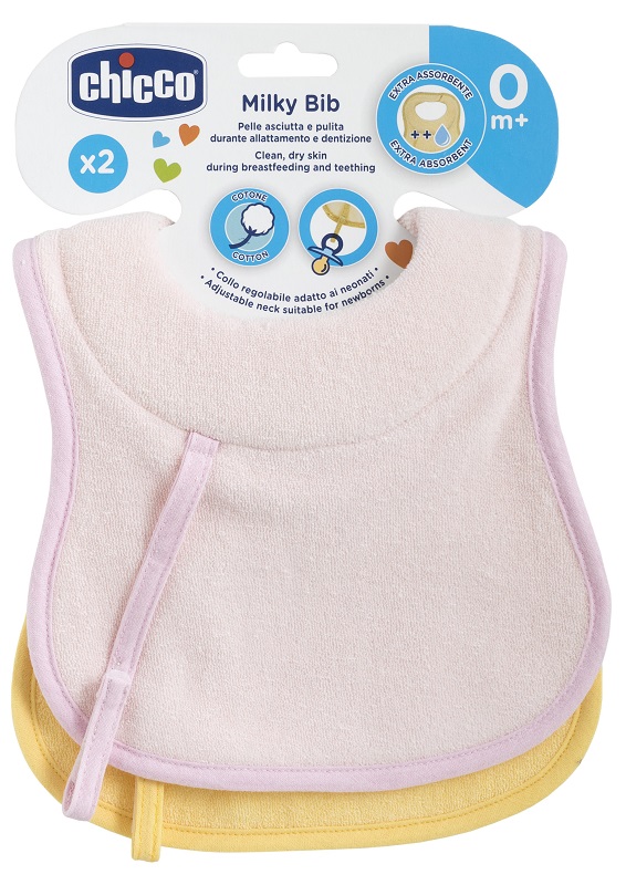 CHICCO BAVAGLINE 0M+ 2PZ ROSA - Farmadillo