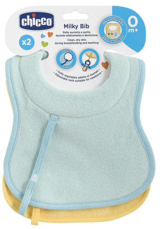 CHICCO BAVAGLINE 0M+ 2PZ AZZURRO - Farmadillo