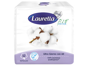 ASSORBENTE LAURELLA IN COTONE ULTRA GIORNO CON ALI 12 PEZZI - Farmadillo