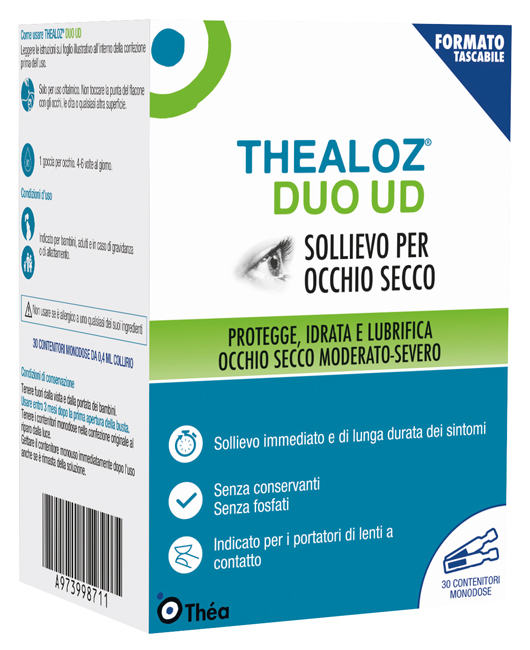 GOCCE OCULARI THEALOZ DUO UD 30 CONTENITORI MONODOSE 0,4 ML - Farmadillo