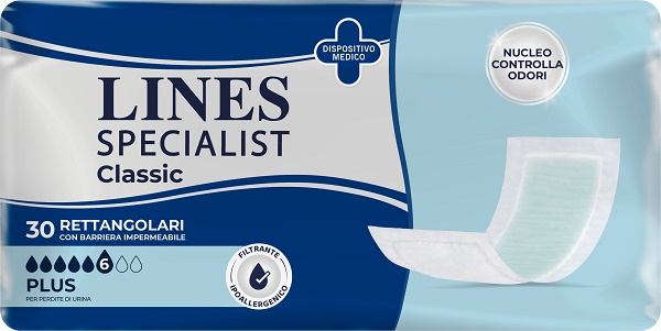 PANNOLONE LINES SPECIALIST CLASSIC RETTANGOLARE CON BARRIERA 30 PEZZI - Farmadillo