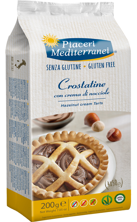PIACERI MEDITERRANEI CROSTATINA CON CREMA DI NOCCIOLA 4 X 50 G - Farmadillo