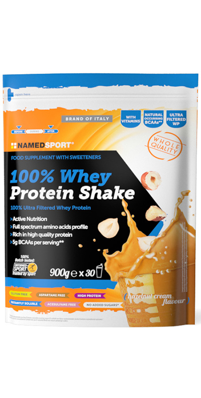 100% WHEY PROTEIN SHAKE HAZELNUT CREAM 900 G - Farmadillo