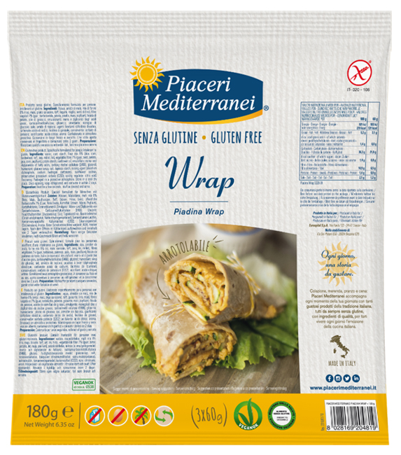 PIACERI MEDITERRANEI PIADINA WRAP 180 G - Farmadillo