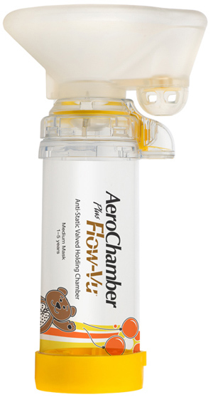 CAMERA DI TENUTA CON VALVOLA AEROCHAMBER PLUS FLOW VU PEDIATRICO MEDIUM 1-5 ANNI - Farmadillo