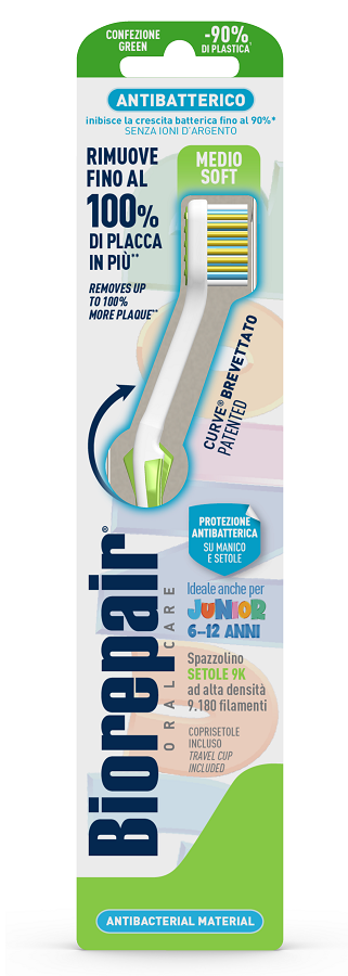 BIOREPAIR ORAL CARE SPAZZOLINO ANTIBATTERICO JUNIOR 6-12 ANNI PIU' COMFORT SETOLE MEDIO SOFT - Farmadillo