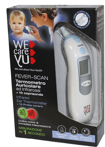 TERMOMETRO AURICOLARE WECAREYU FEVER-SCAN AD INFRAROSSI CON 10 COPRISONDA - Farmadillo
