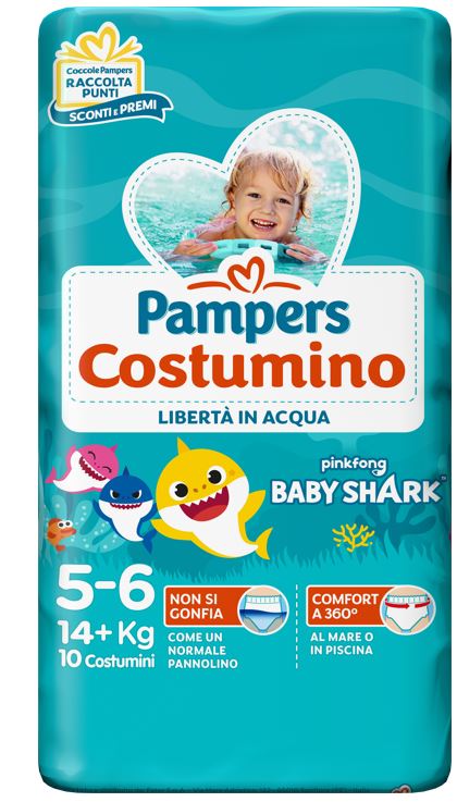 PAMPERS COSTUMINO BABY SHARK CP S 5-6 10 PEZZI - Farmadillo
