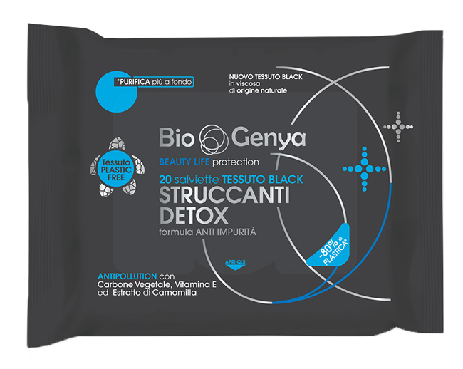 BIOGENYA BEAUTY LIFE PROTECTION 20 SALVIETTE TESSUTO BLACK STRUCCANTI DETOX - Farmadillo