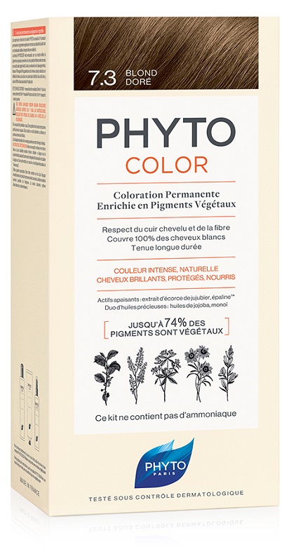 PHYTOCOLOR 7.3 BIONDO DORATO 1 LATTE + 1 CREMA + 1 MASCHERA + 1 PAIO DI GUANTI - Farmadillo