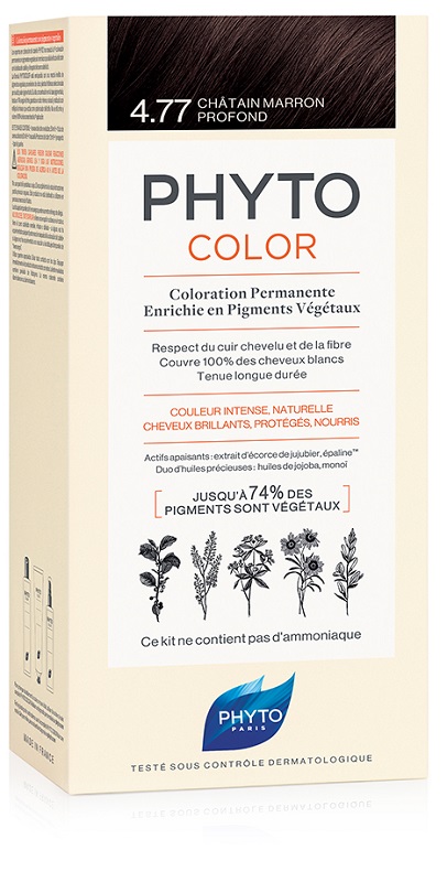 PHYTOCOLOR 4,77 CASTANO MARRONE INTENSO LATTE + CREMA + MASCHERA + 1 PAIO DI GUANTI - Farmadillo
